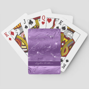 Jeu De Cartes Motif de Parties scintillant en argent violet de l
