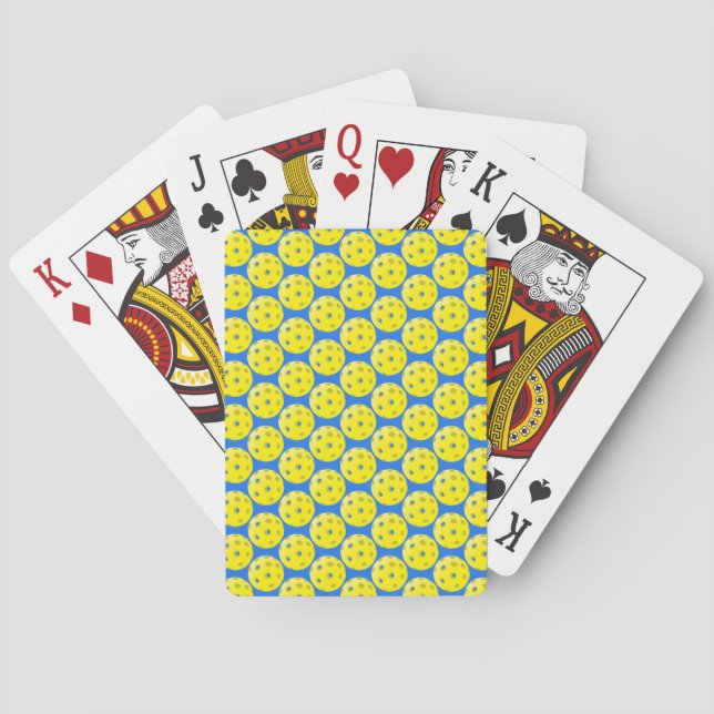 Jeu De Cartes Motif de Pickleball Jaune sur Blue (dos)