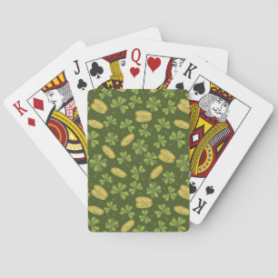 Jeu De Cartes Motif de pièce d'or de feuille et de trèfle