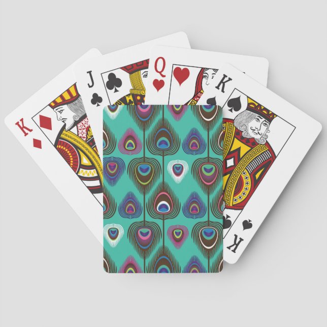 Jeu De Cartes motif de plumes de paon mignon (dos)