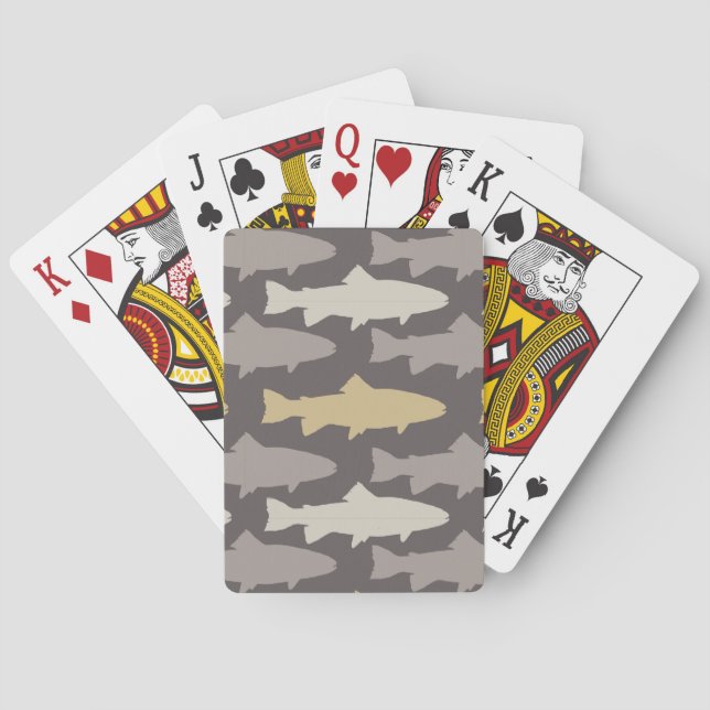 Jeu De Cartes Motif de poisson de truite jaune et gris (dos)