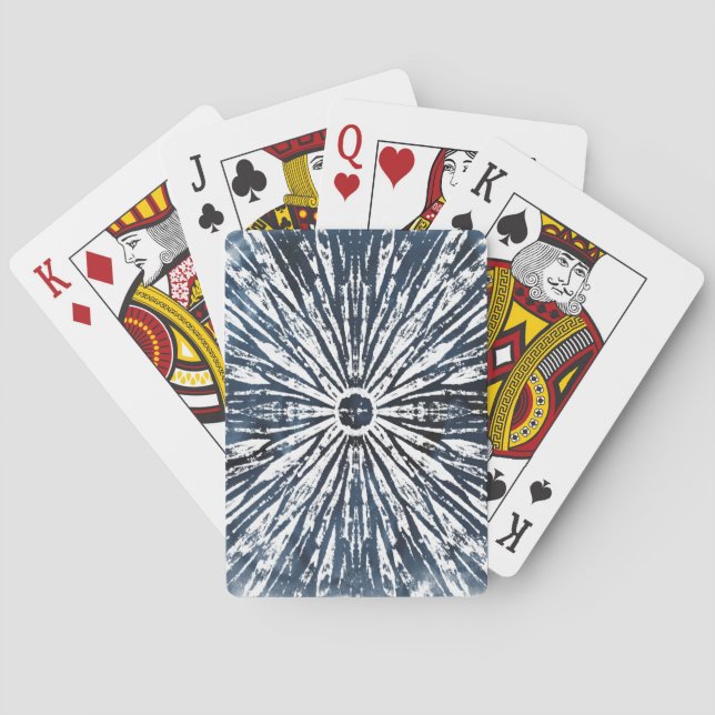 Jeu De Cartes Motif de radial d'encre d'indigo (dos)