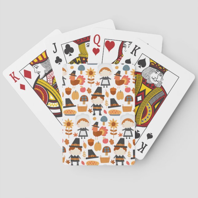 Jeu De Cartes Motif de récolte de pèlerins d'action de grâce (dos)