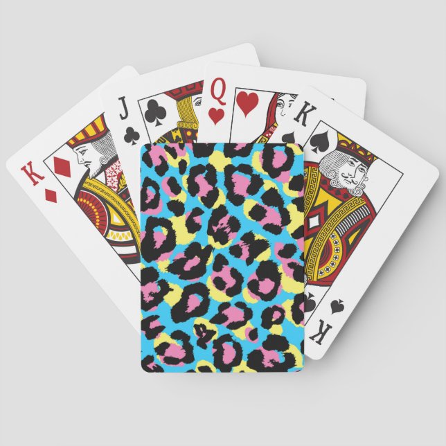 Jeu De Cartes Motif de Spots Neon Leopard (dos)