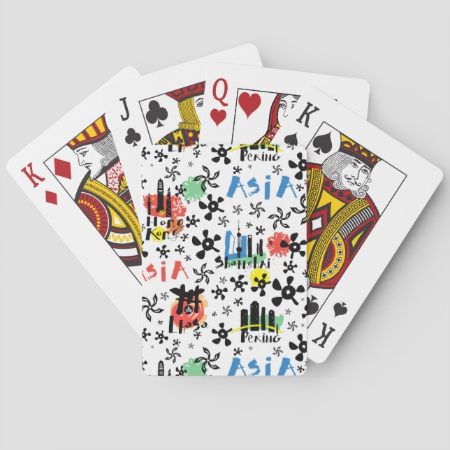 Jeu De Cartes Motif de symboles de l'Asie | (dos)