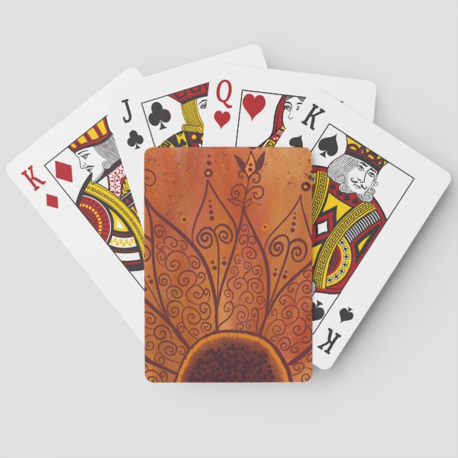 Jeu De Cartes Motif de tournesol Abstrait (dos)