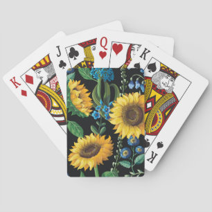 Jeu De Cartes Motif de tournesol Arrière - plan noir
