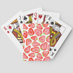 Jeu De Cartes Motif de tranches de fraise d'aquarelle