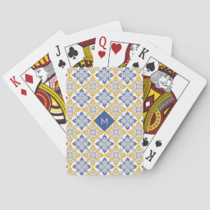 Jeu De Cartes Motif de tuiles portugaises Monogramme personnalis