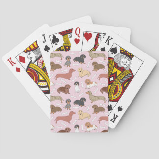 Jeu De Cartes motif de variété dachshund en rose