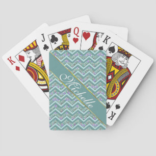 Jeu De Cartes Motif de zigzag d'aluminium d'arc-en-ciel