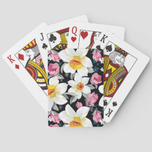Jeu De Cartes Motif d'élégance avec des fleurs de narcisse
