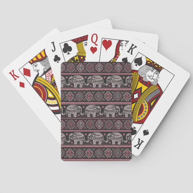Jeu De Cartes Motif d'éléphant noir (dos)