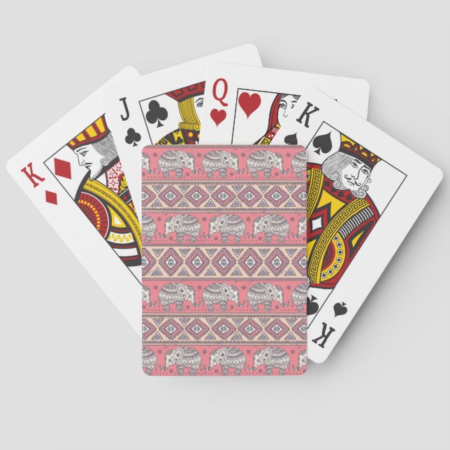 Jeu De Cartes Motif d'éléphant rose (dos)