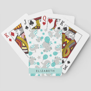 Jeu De Cartes Motif D'Eléphants, Eléphants Mignons, Votre Nom