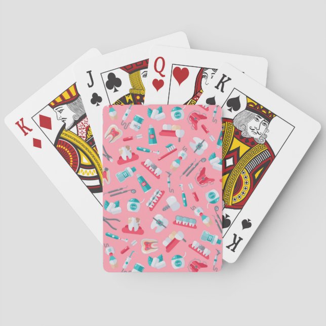 Jeu De Cartes Motif Dentaire Rose (dos)