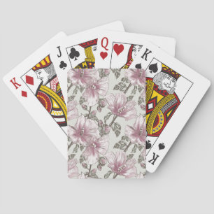 Jeu De Cartes Motif des fleurs d'hibiscus roses coupées