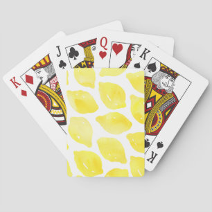 Jeu De Cartes Motif d'été blanc jaune citron aquarelle