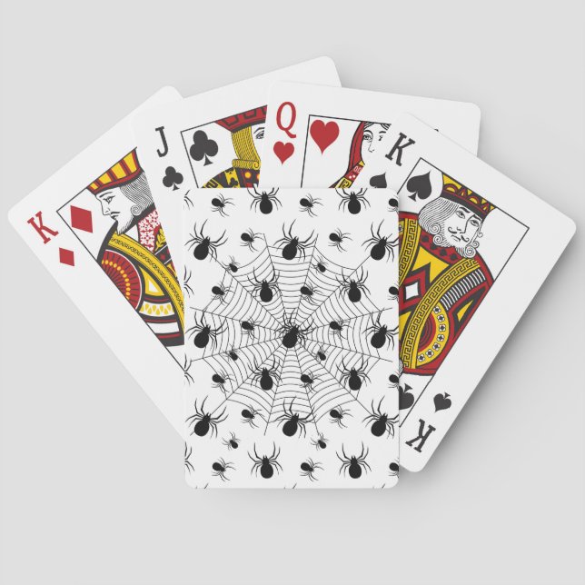 Jeu De Cartes Motif d'Halloween Black White araignées (dos)