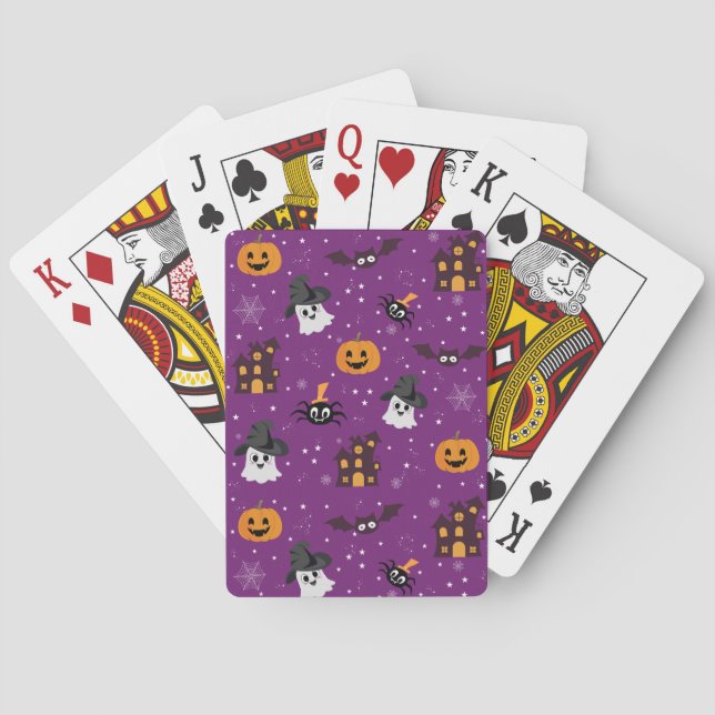 Jeu De Cartes Motif d'Halloween violet (dos)