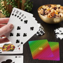 Jeu De Cartes Motif diagonal monogramme vert floral pourpre
