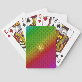 Jeu De Cartes Motif diagonal monogramme vert floral pourpre