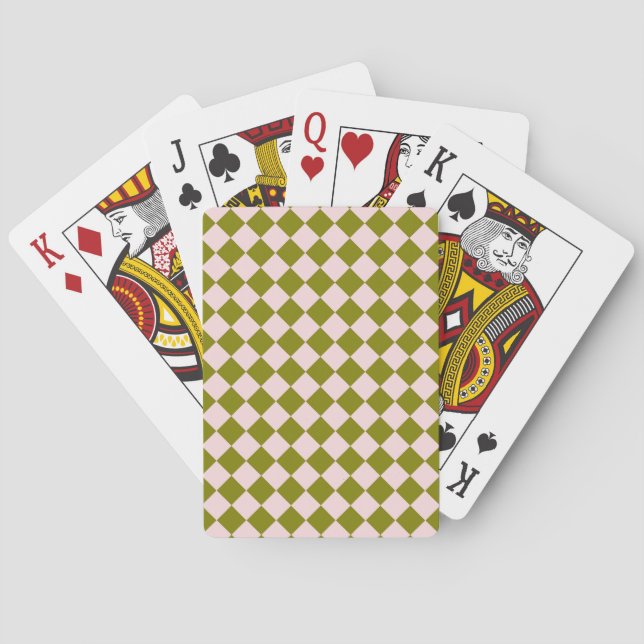 Jeu De Cartes Motif diamant Pink Green Checker (dos)