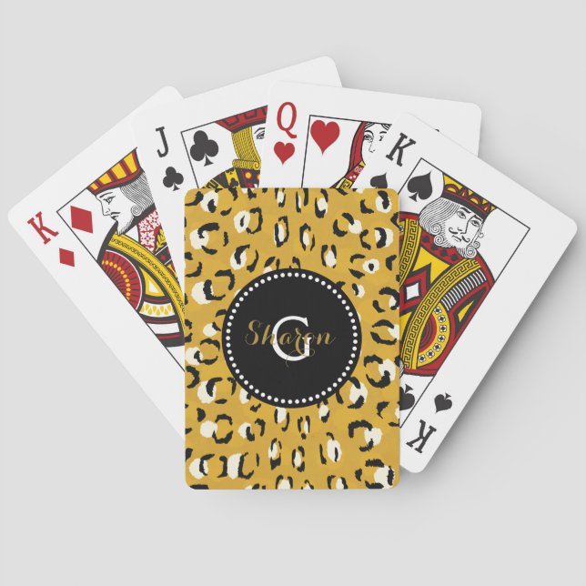 Jeu De Cartes Motif d'impression chic moderne en or cheetah (dos)