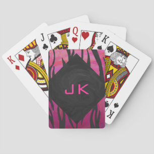 Jeu De Cartes Motif d'impression monogramme rose et noir