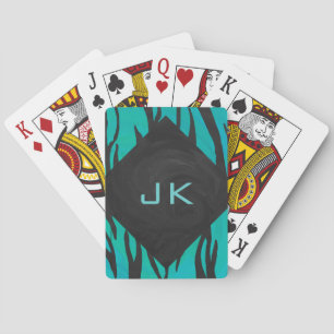Jeu De Cartes Motif d'impression Turquoise et noir de tigre de m