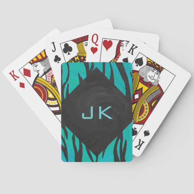 Jeu De Cartes Motif d'impression Turquoise et noir de tigre de m (dos)