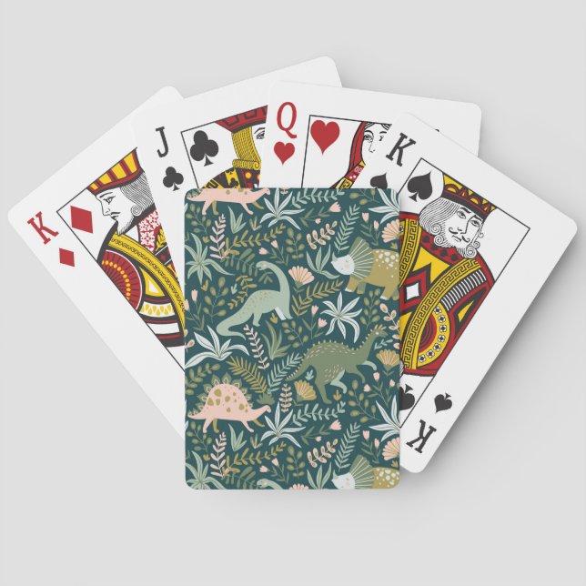 Jeu De Cartes Motif Dinosaur Vert (dos)