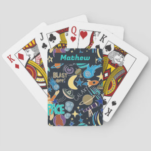 Jeu De Cartes Motif Doodle de l'espace extra-atmosphérique