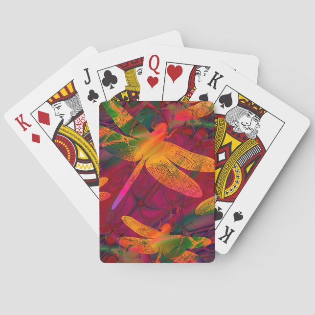Jeu De Cartes Motif doré de la libellule dorée violette (dos)
