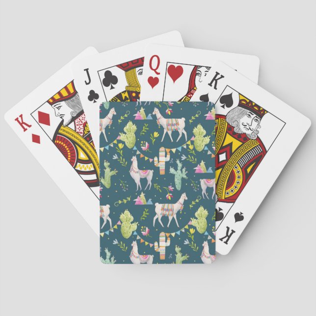 Jeu De Cartes Motif Drapeau Llama Aquarelle (dos)