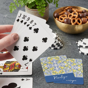 Jeu De Cartes Motif en céramique de citron italien vintage