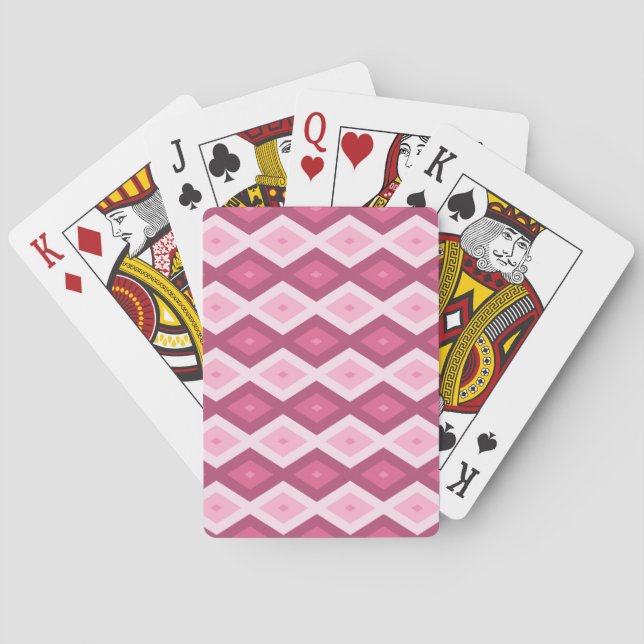 Jeu De Cartes Motif en diamant rose (dos)