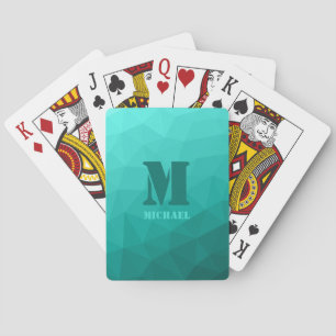 Jeu De Cartes Motif en maille géométrique turquoise Monogramme