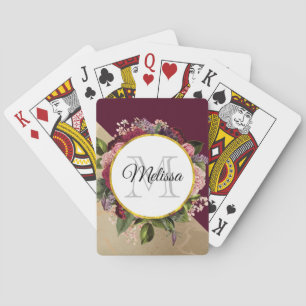 Jeu De Cartes Motif en marbre d'or et Monogramme de fleurs de Bo