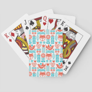 Jeu De Cartes Motif finlandais d'art populaire de Fox et