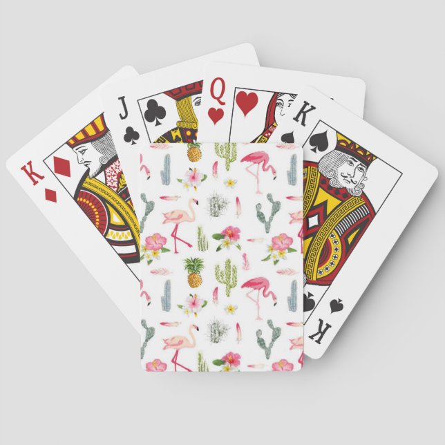 Jeu De Cartes Motif Flamingo Cactus Ananas Hibiscus (dos)