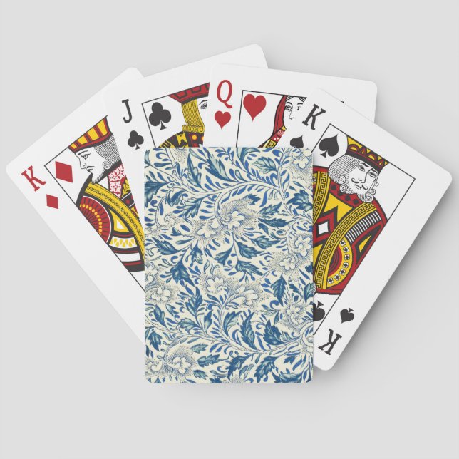 Jeu De Cartes Motif Floral bleu Antique Design asiatique (dos)