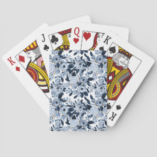 Jeu De Cartes Motif floral bleu marine Pastel
