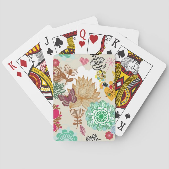 Jeu De Cartes Motif floral dans le rétro style (dos)