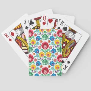 Jeu De Cartes Motif floral d'art populaire de coeur
