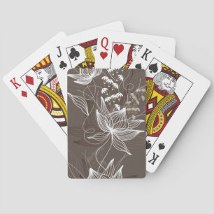 Jeu De Cartes Motif floral de brun foncé