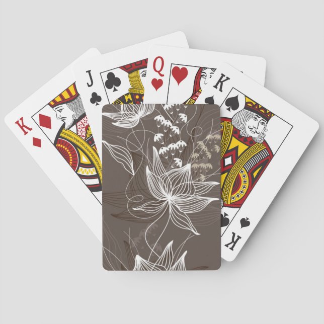 Jeu De Cartes Motif floral de brun foncé (dos)