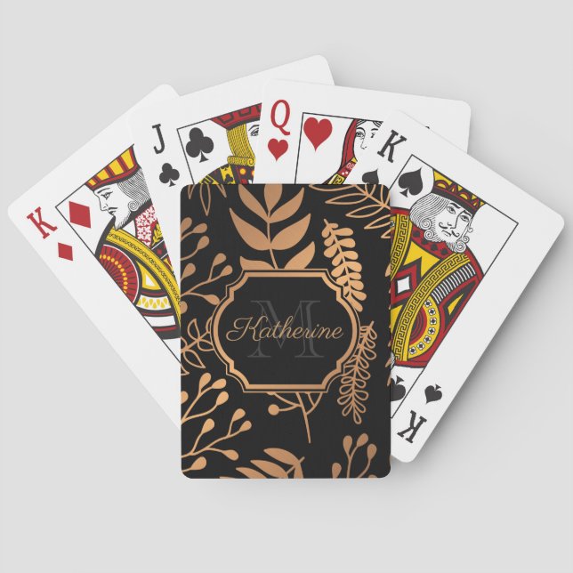 Jeu De Cartes Motif floral d'or (dos)