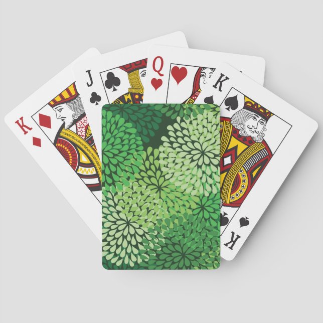 Jeu De Cartes Motif floral vert (dos)