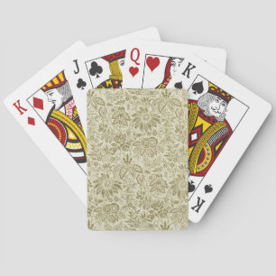 Jeu De Cartes Motif Floral Vert Sage Antique Damas
